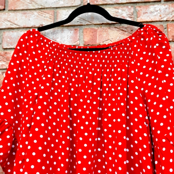 EST Polka Dot Top, Size L, Red and White - Picture 3 of 6